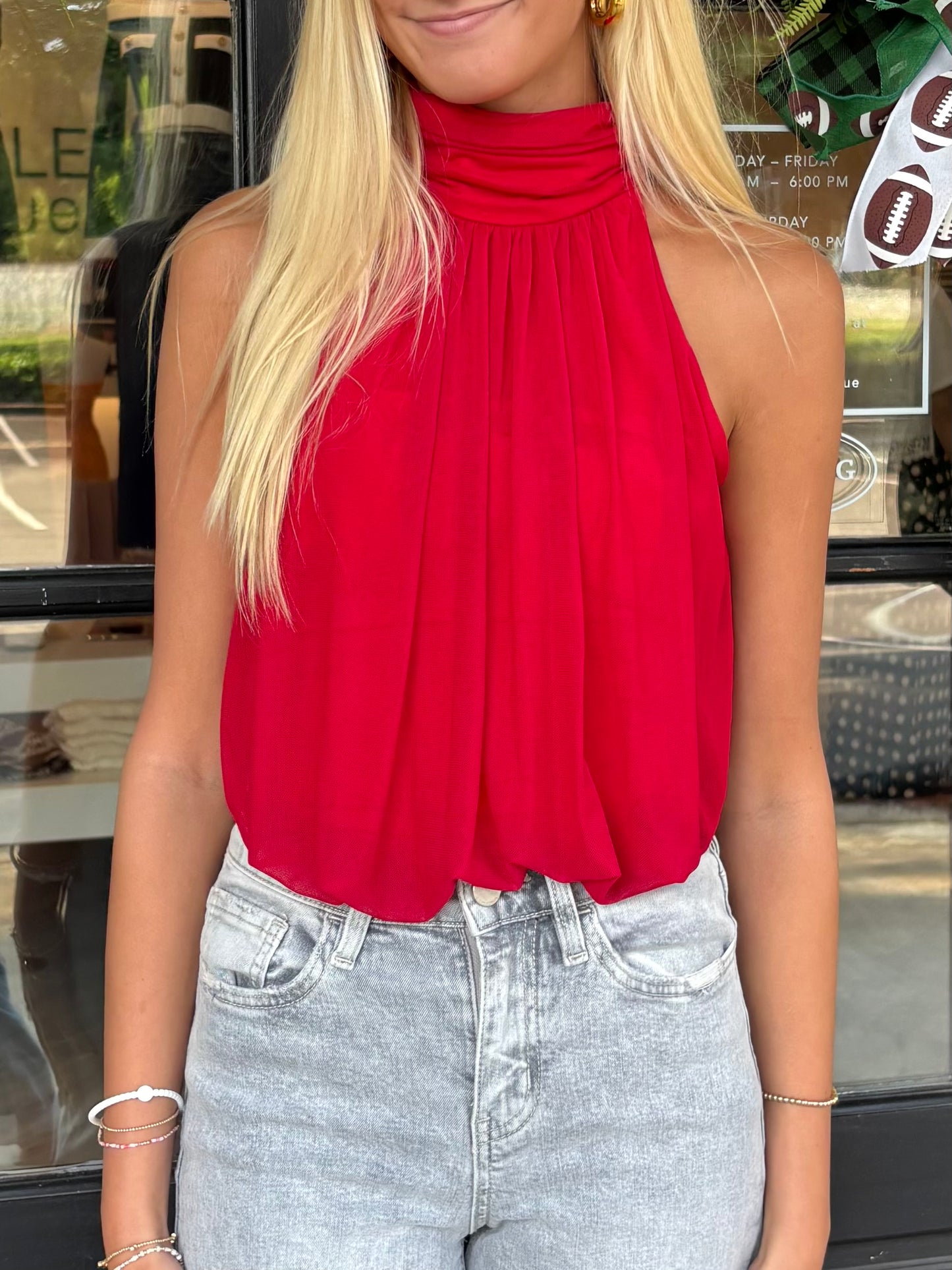 Red Halter Bodysuit