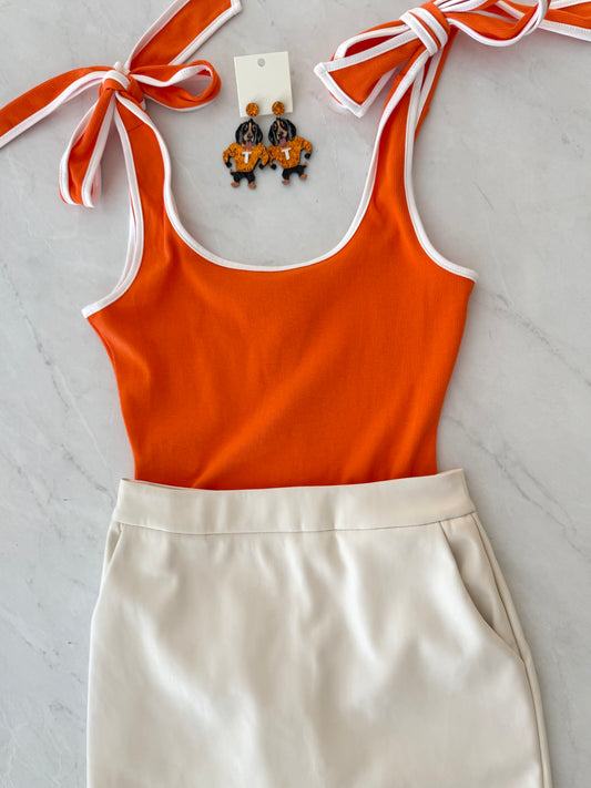 Sunkist/White Ribbed Bodysuit