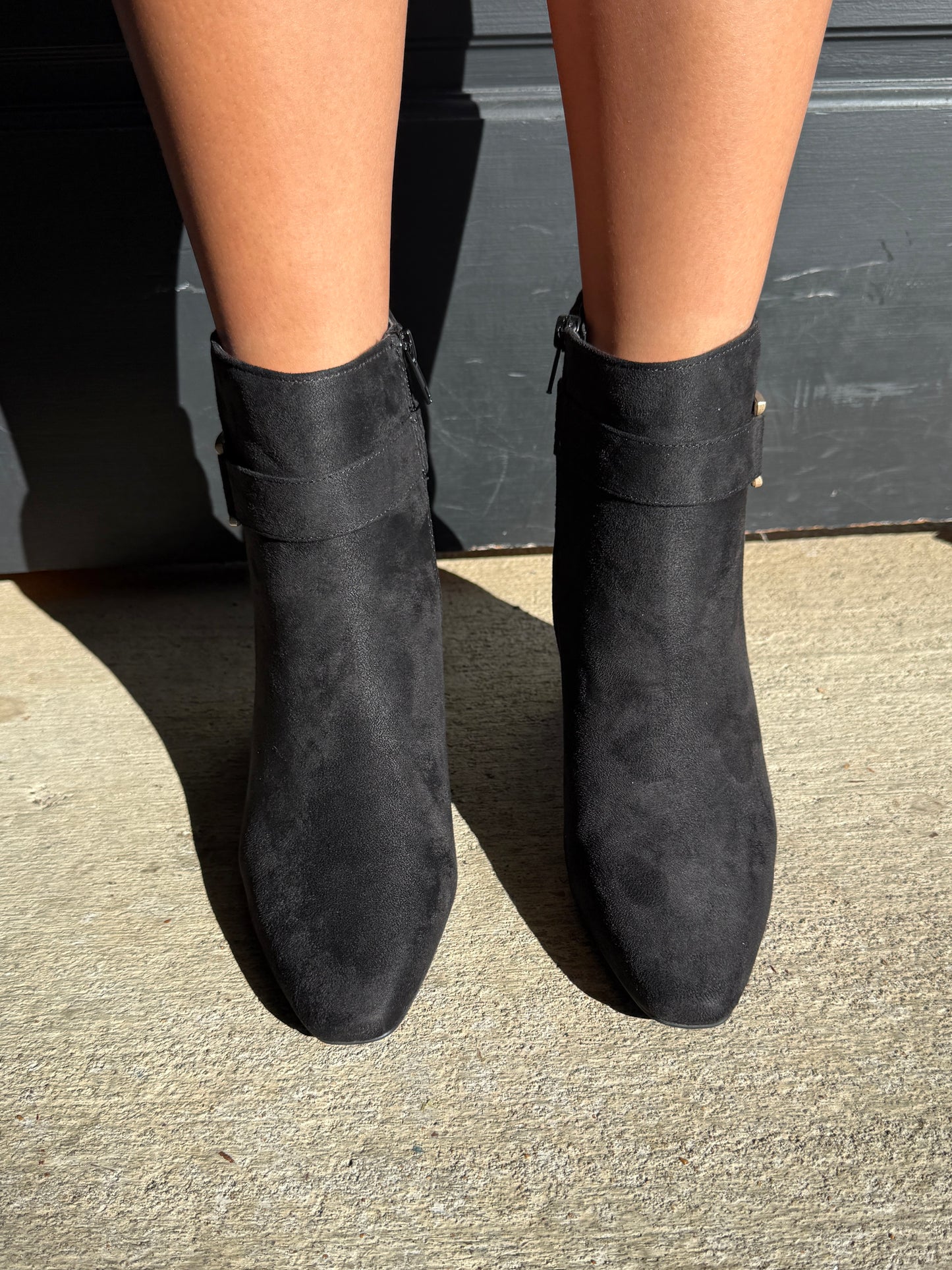 Black Gold Buckle Bootie