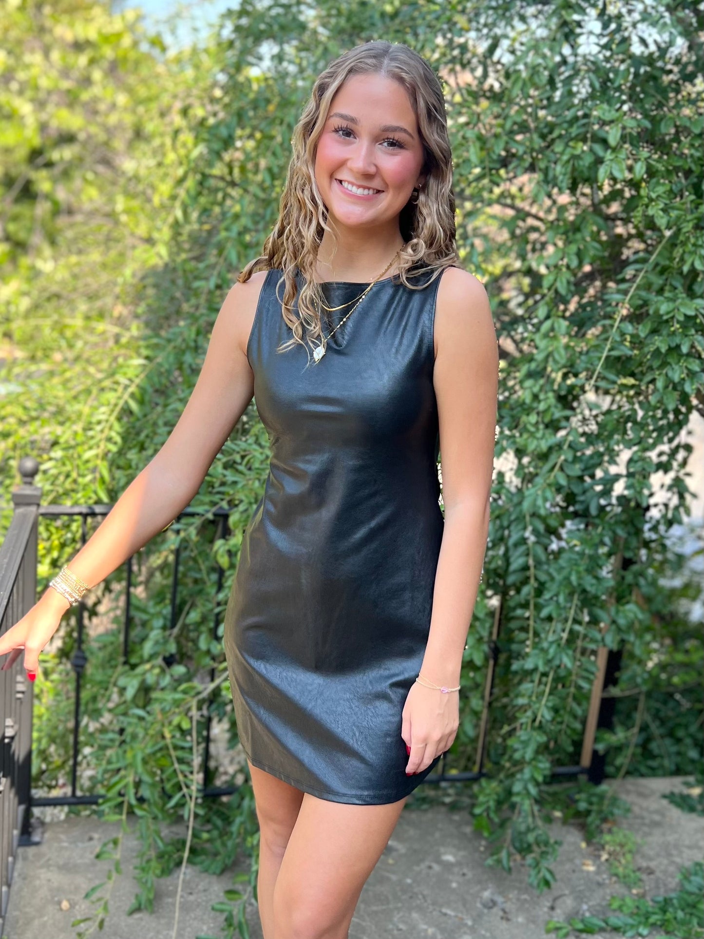 Black Leather Shift Dress