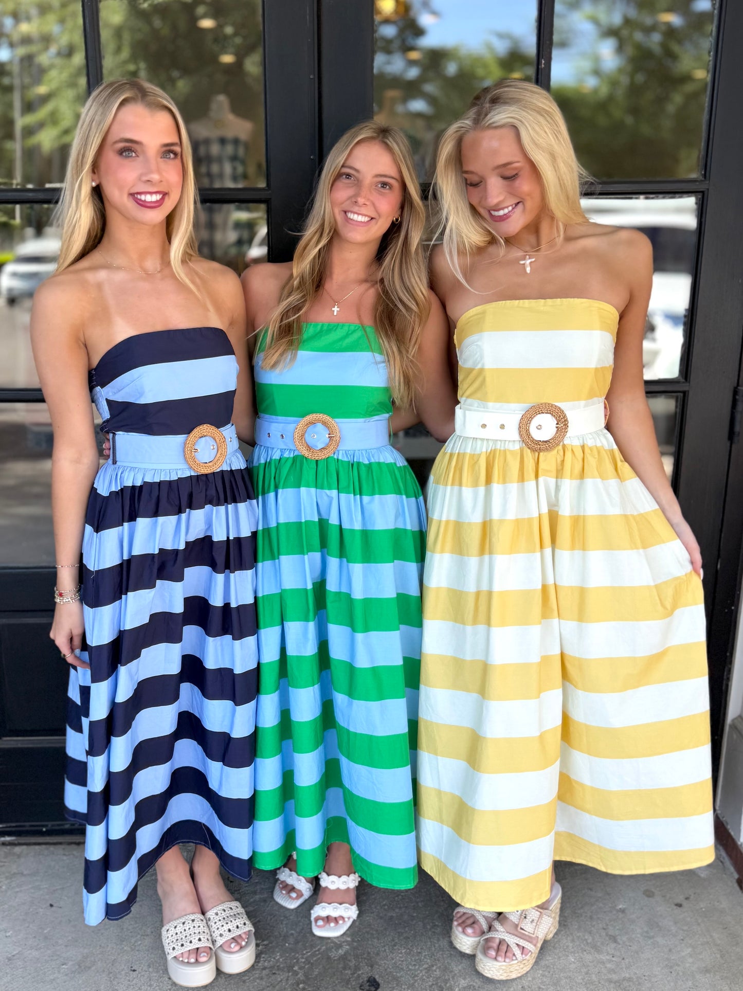 Strapless Belted Stripe Maxi (3 colors)