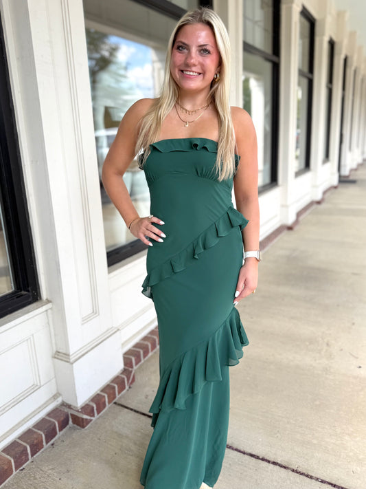 Kale Ribbon Strapless Maxi