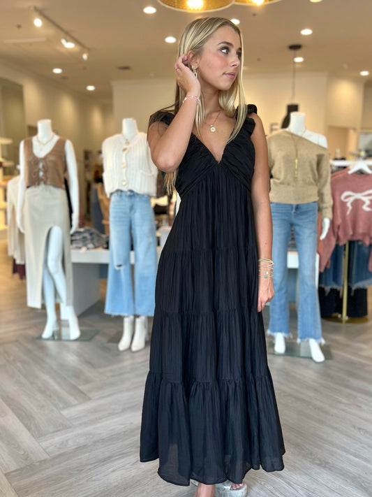 Black Tiered Sleeveless Maxi