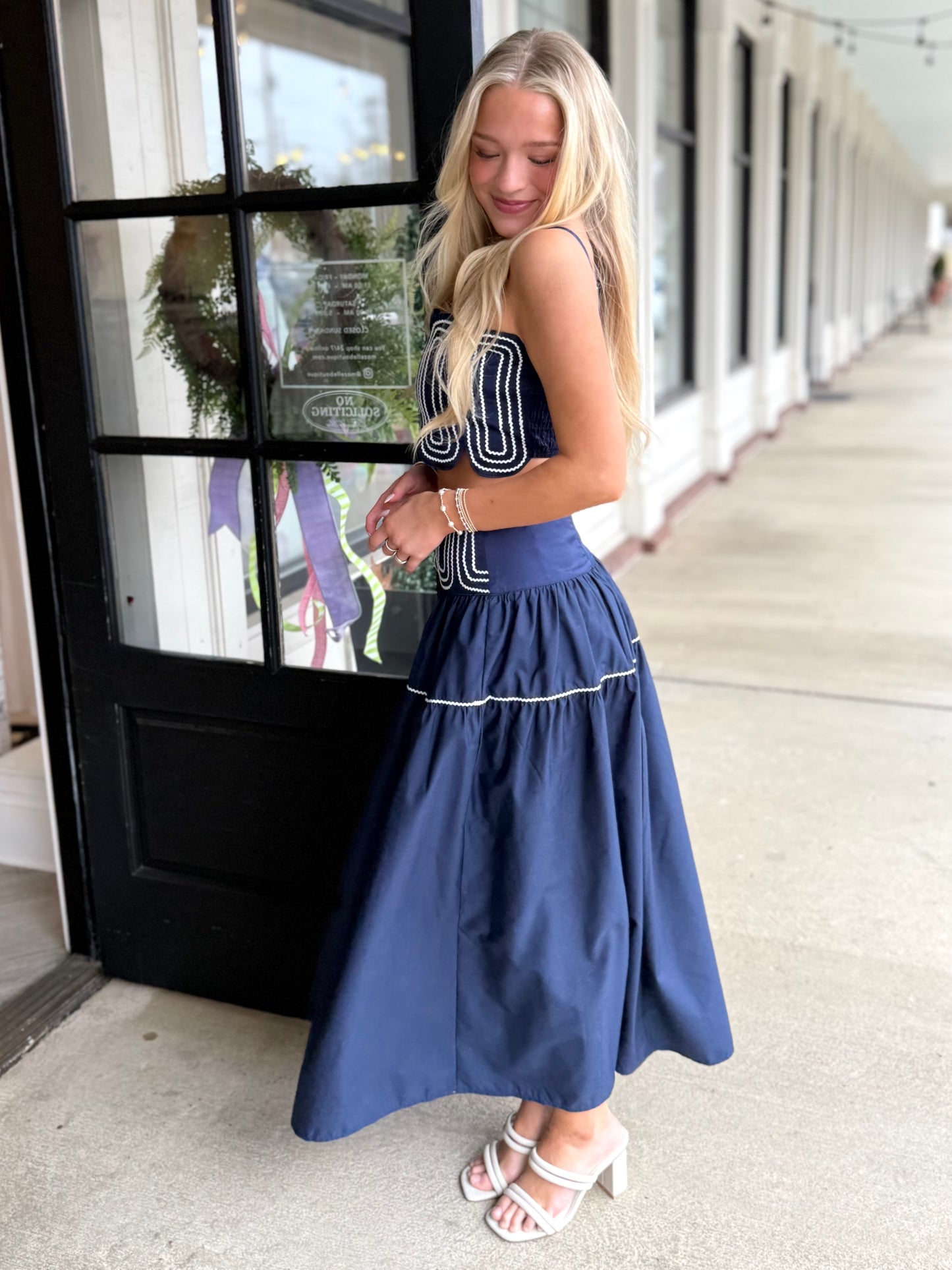 Navy White Max Top