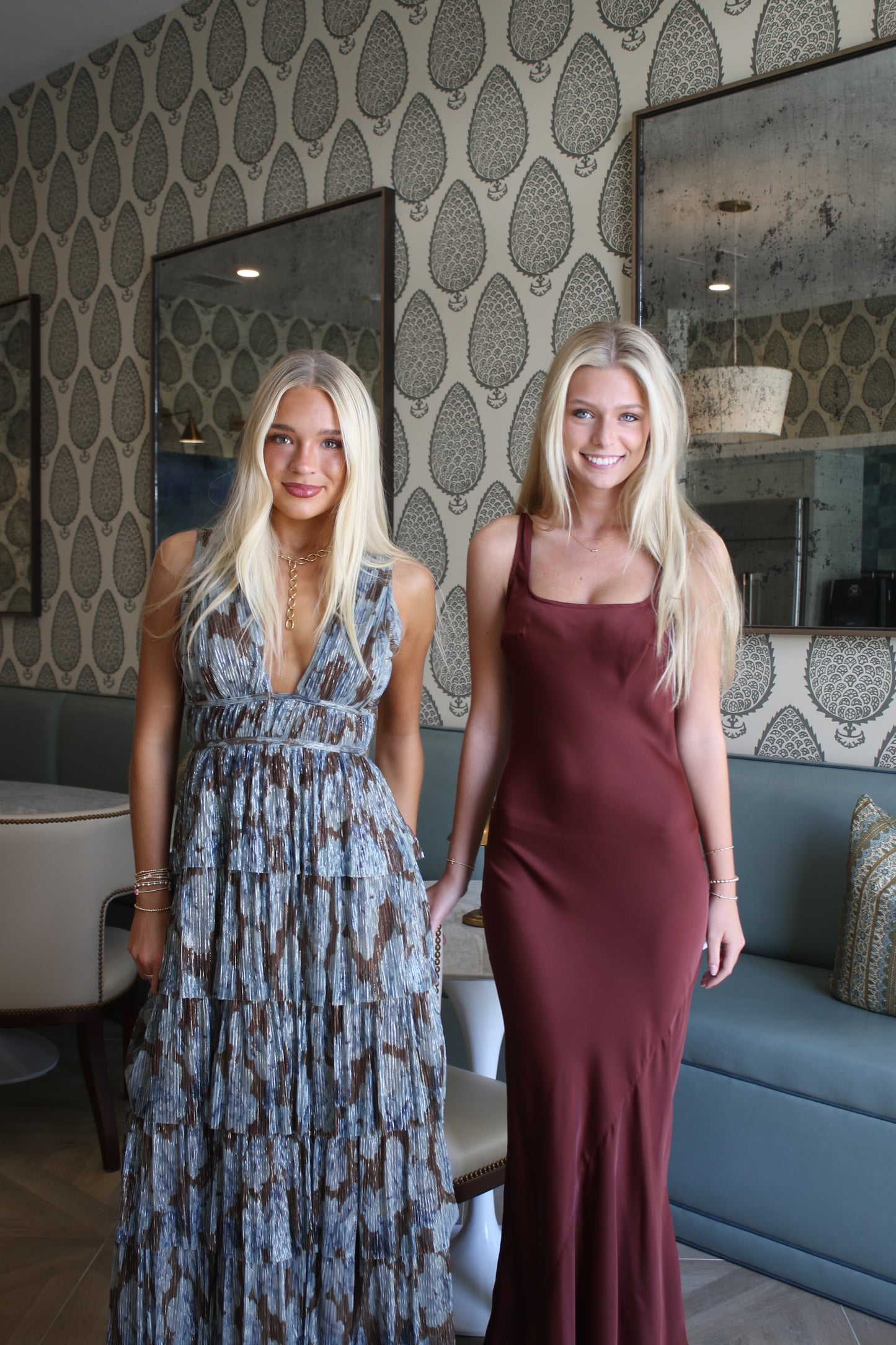 Brown Ruffle Shimmer Maxi