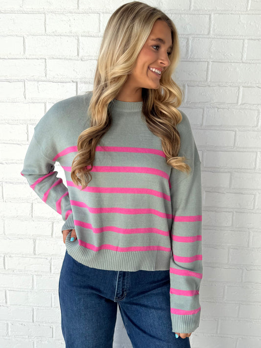 Sage/Punch Stripe Sweater