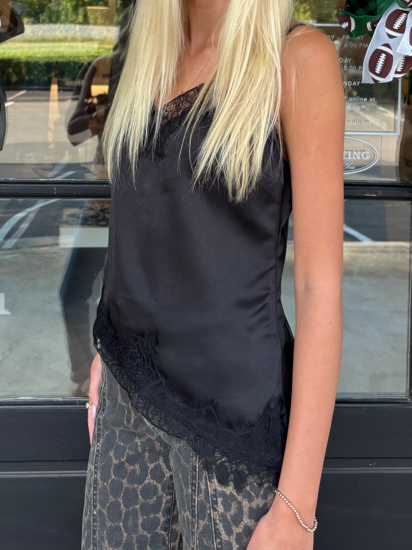 Black Lace Strappy Top