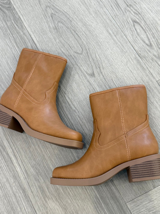 Tan Leather Block Heel