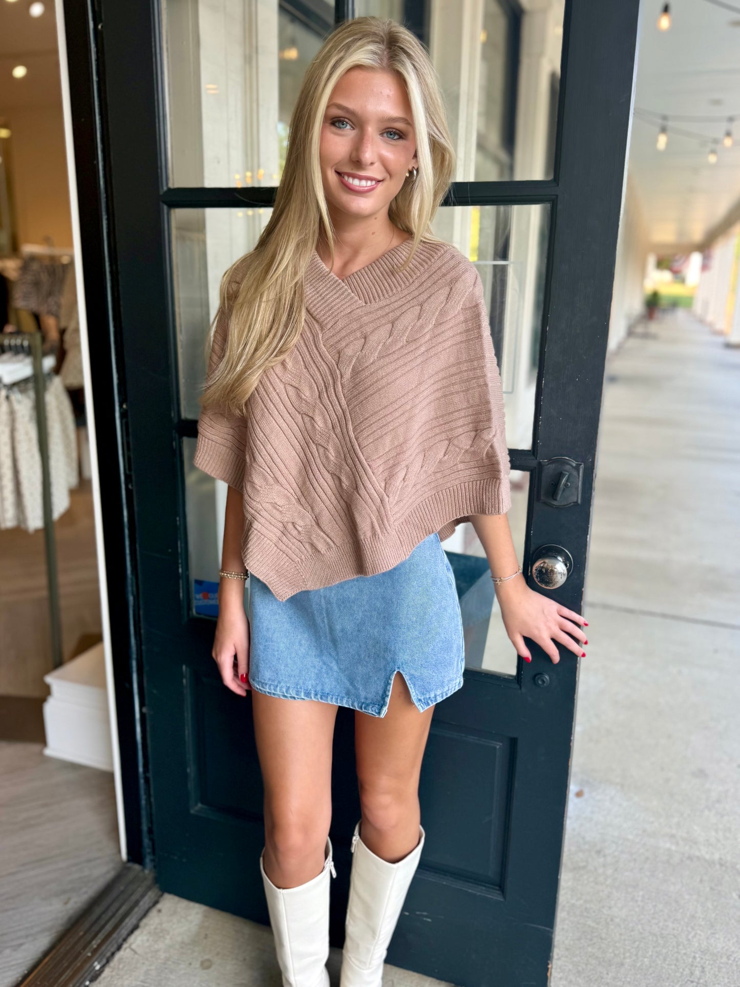 Cable Knit Sweater Poncho (2 colors)