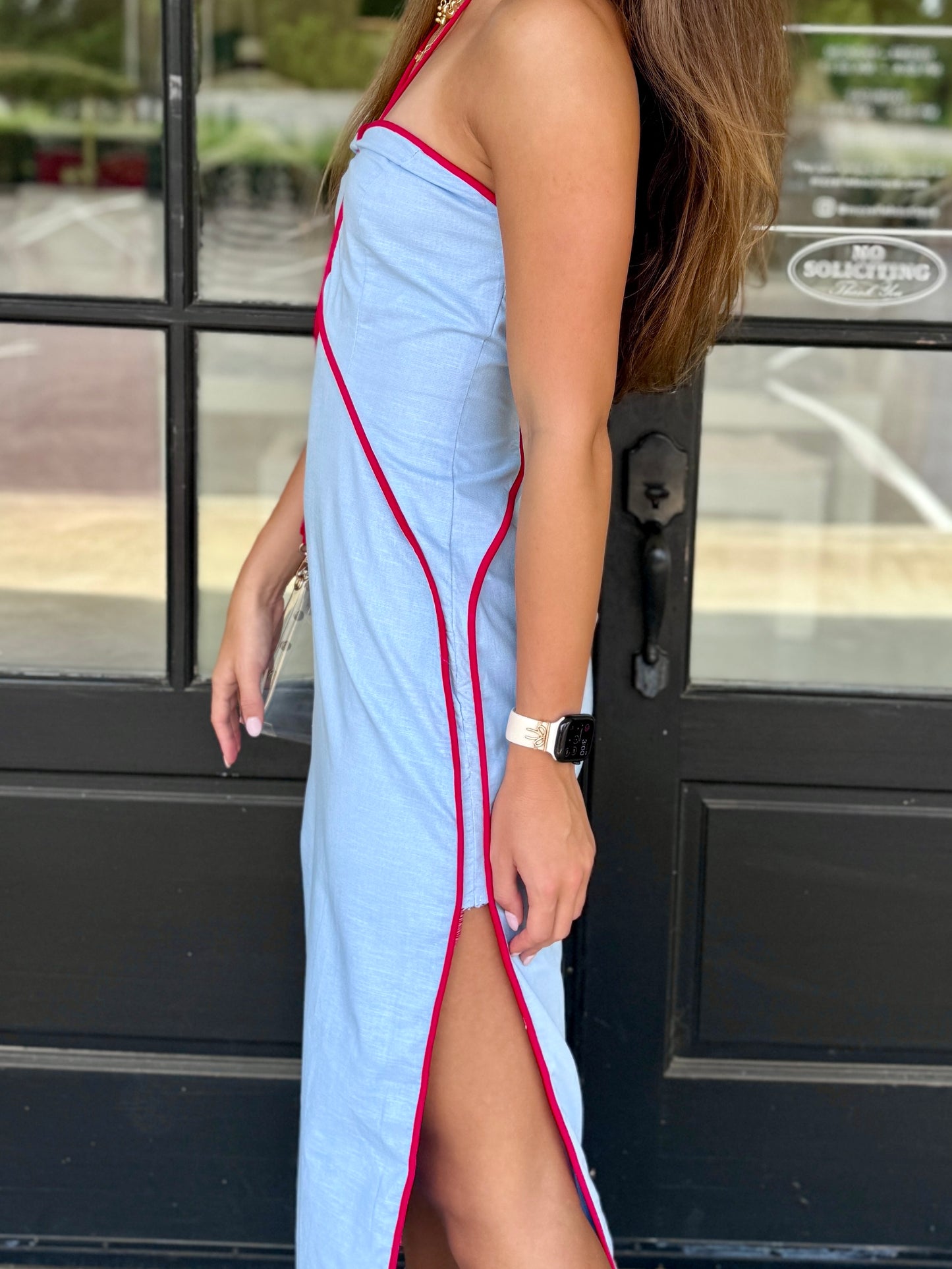 Contrast Piping Slit Midi (5 colors)