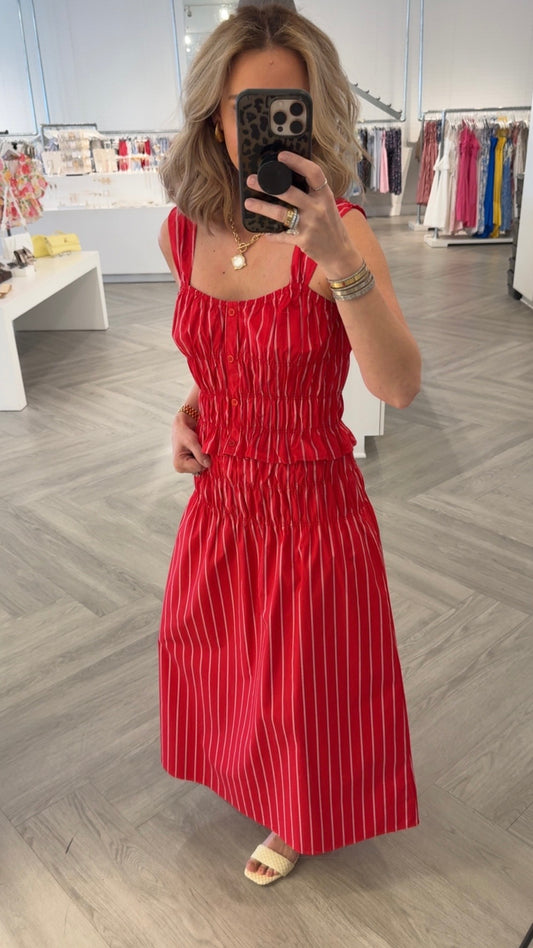 Red Striped Skirt