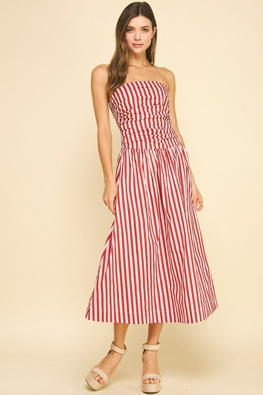 Pink/Wine Stripe Tube Maxi