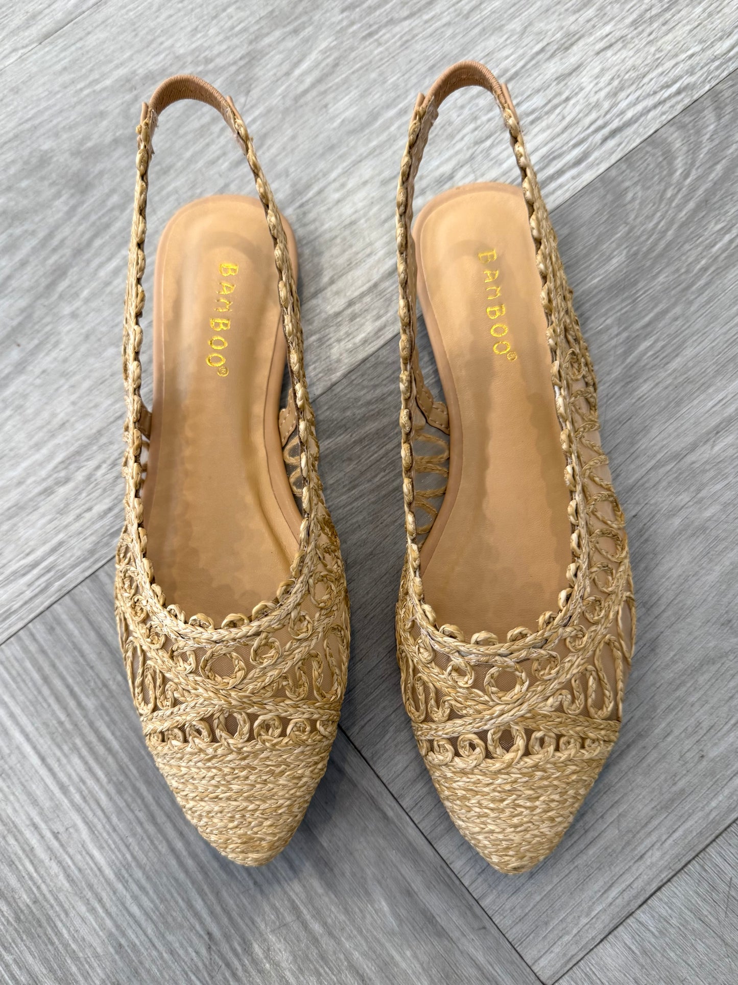 Woven Beige Sling Back Flat