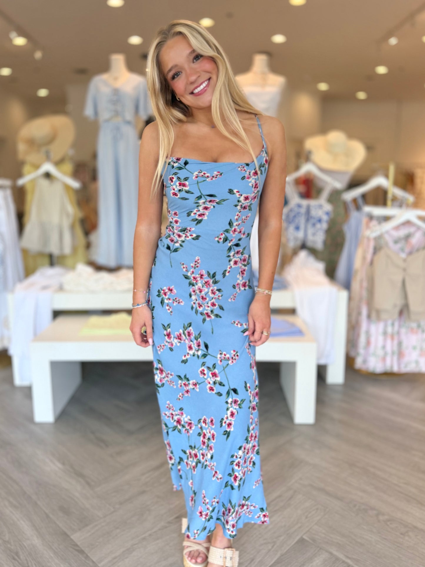 Blue Cherry Blossom Dress
