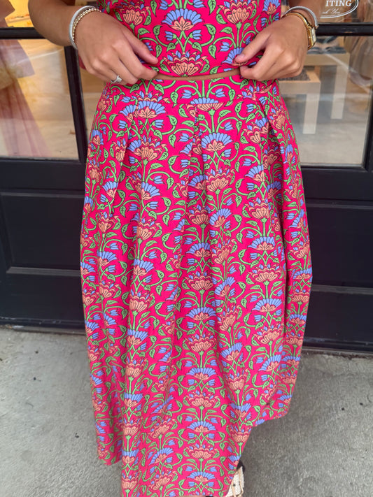 Vibrant Bloom Midi Skirt