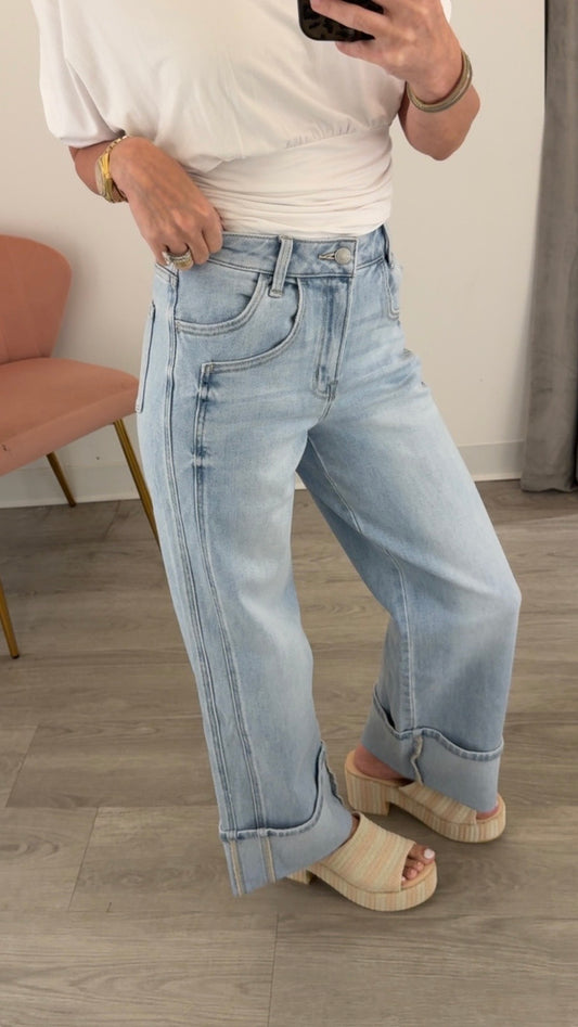 Super High Rise Cuff Wide Jean