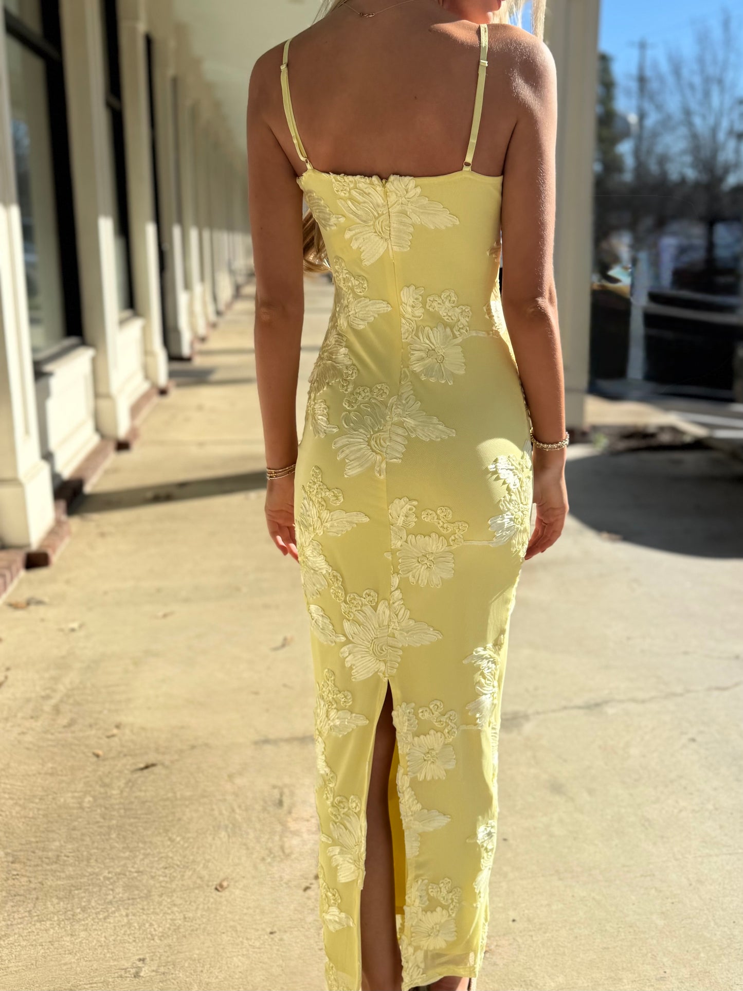Lemon Floral Mesh Maxi
