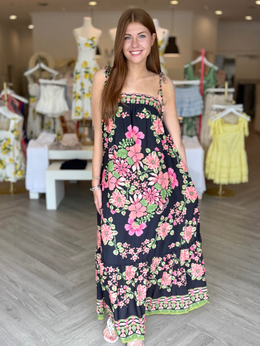 Black Fiesta Floral Maxi