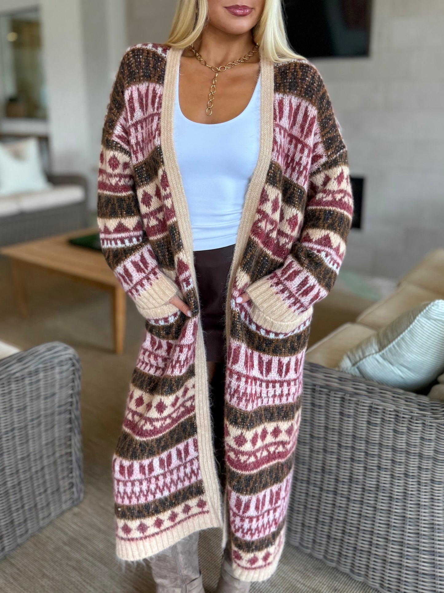 Autumn Fair Isle Long Cardigan