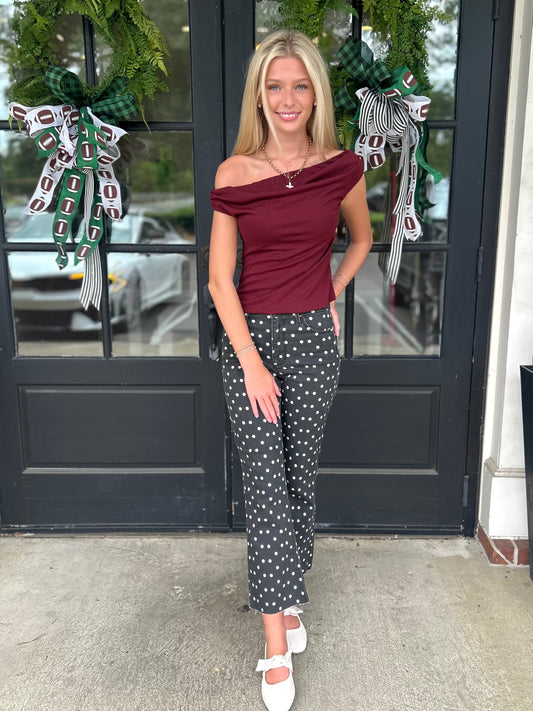 Polka Dot Tonal Crop Flare