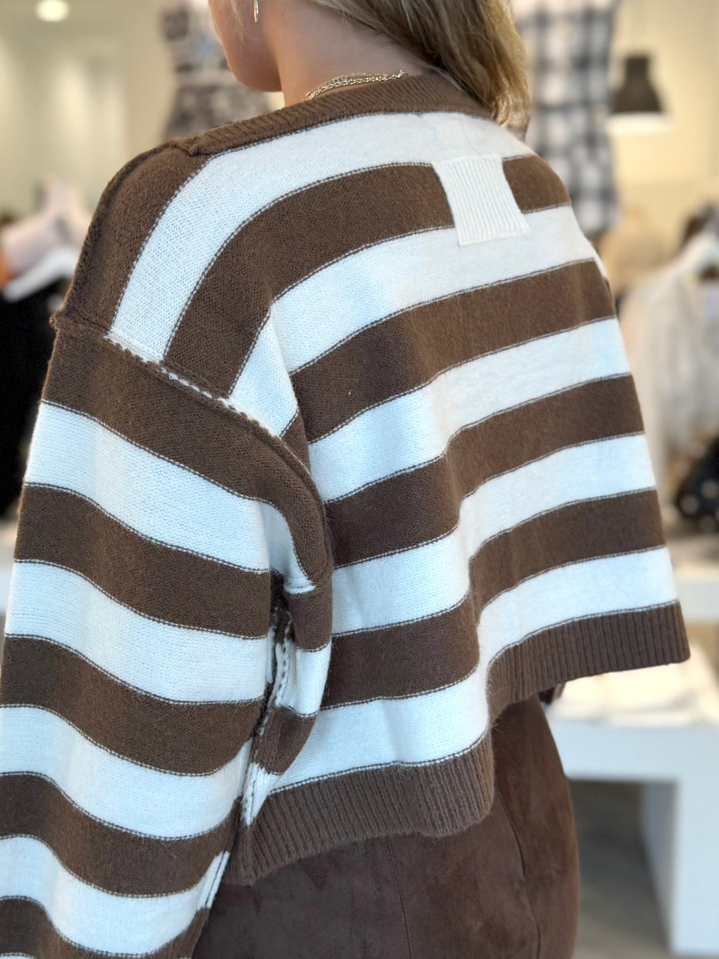 Stripe Exposed Seam Sweater