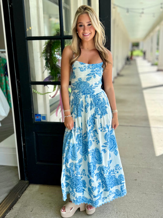Blue Rose Rickrack Maxi