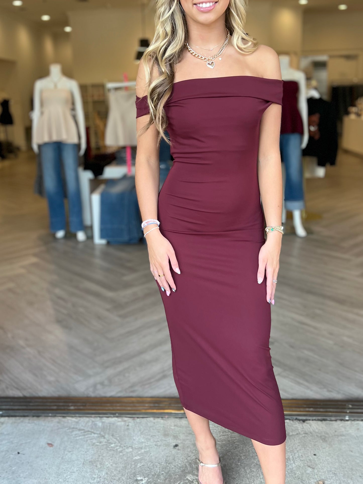 Off Shoulder Slip Dress (2 colors)