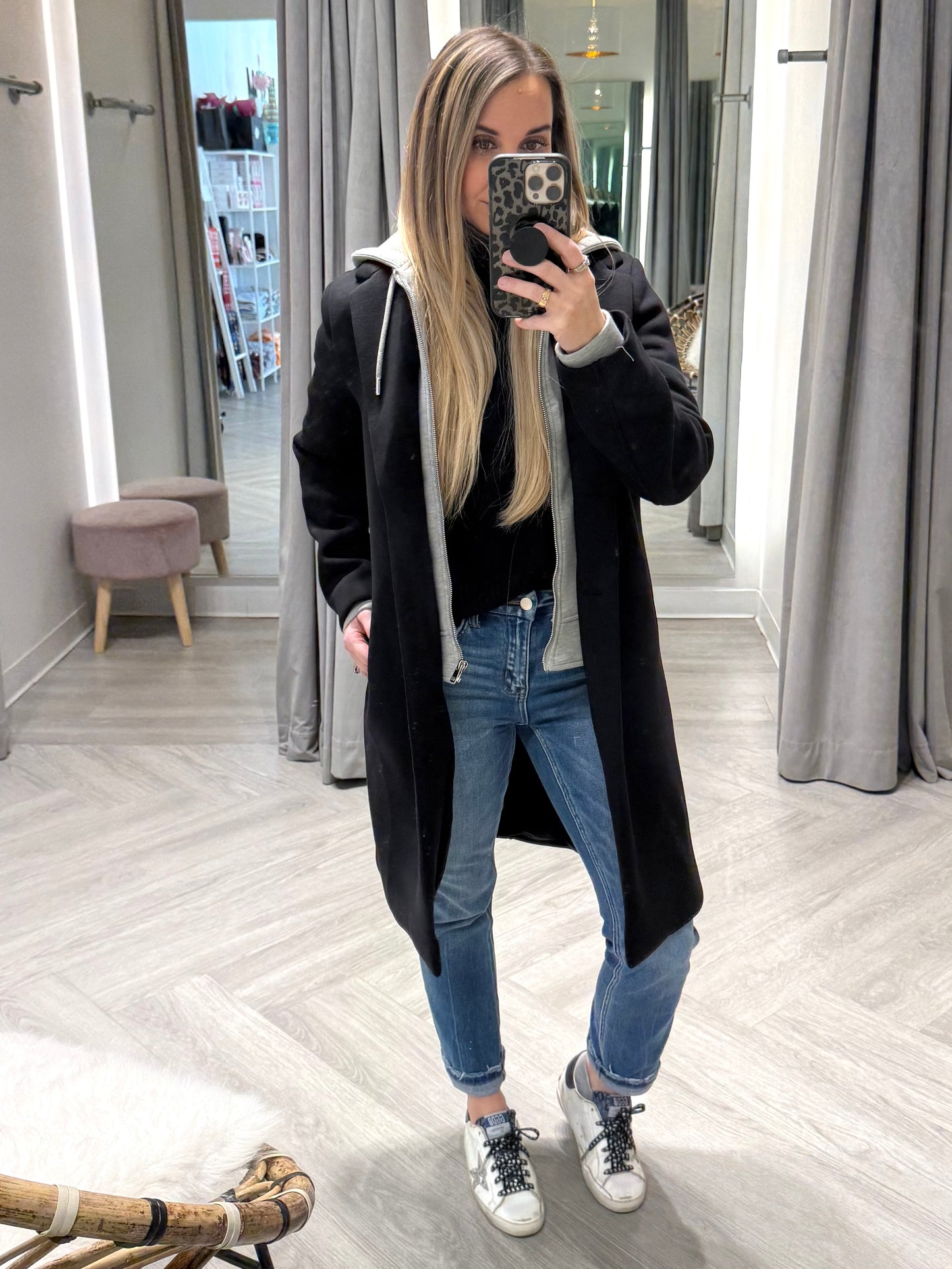 Black Hooded Long Coat