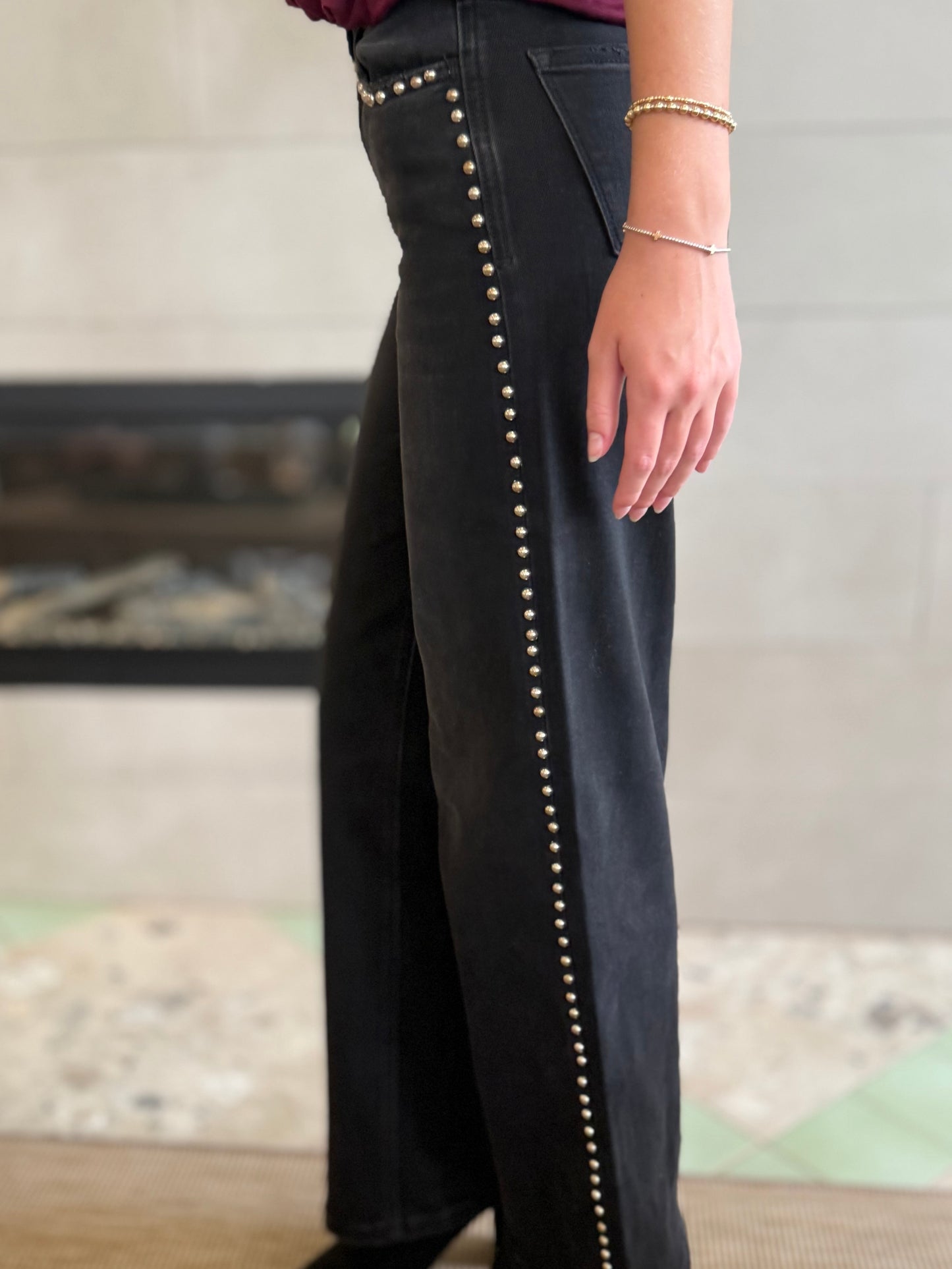 Black Studded Seam Jean