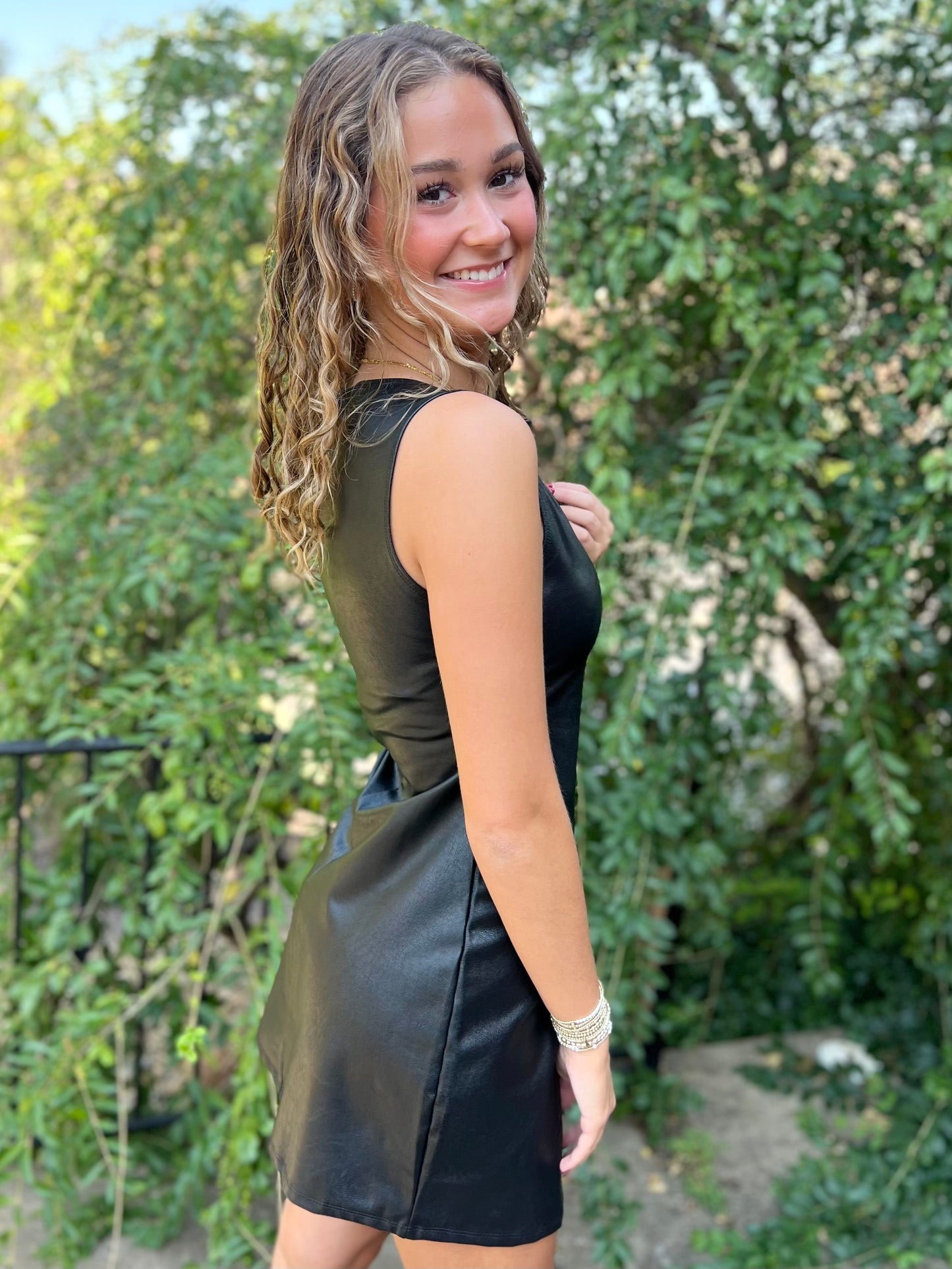 Black Leather Shift Dress