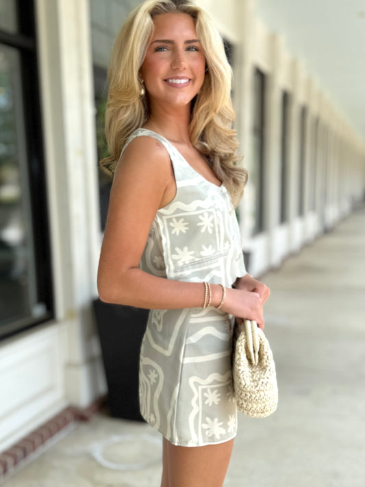 Retro Matcha Mini Skirt
