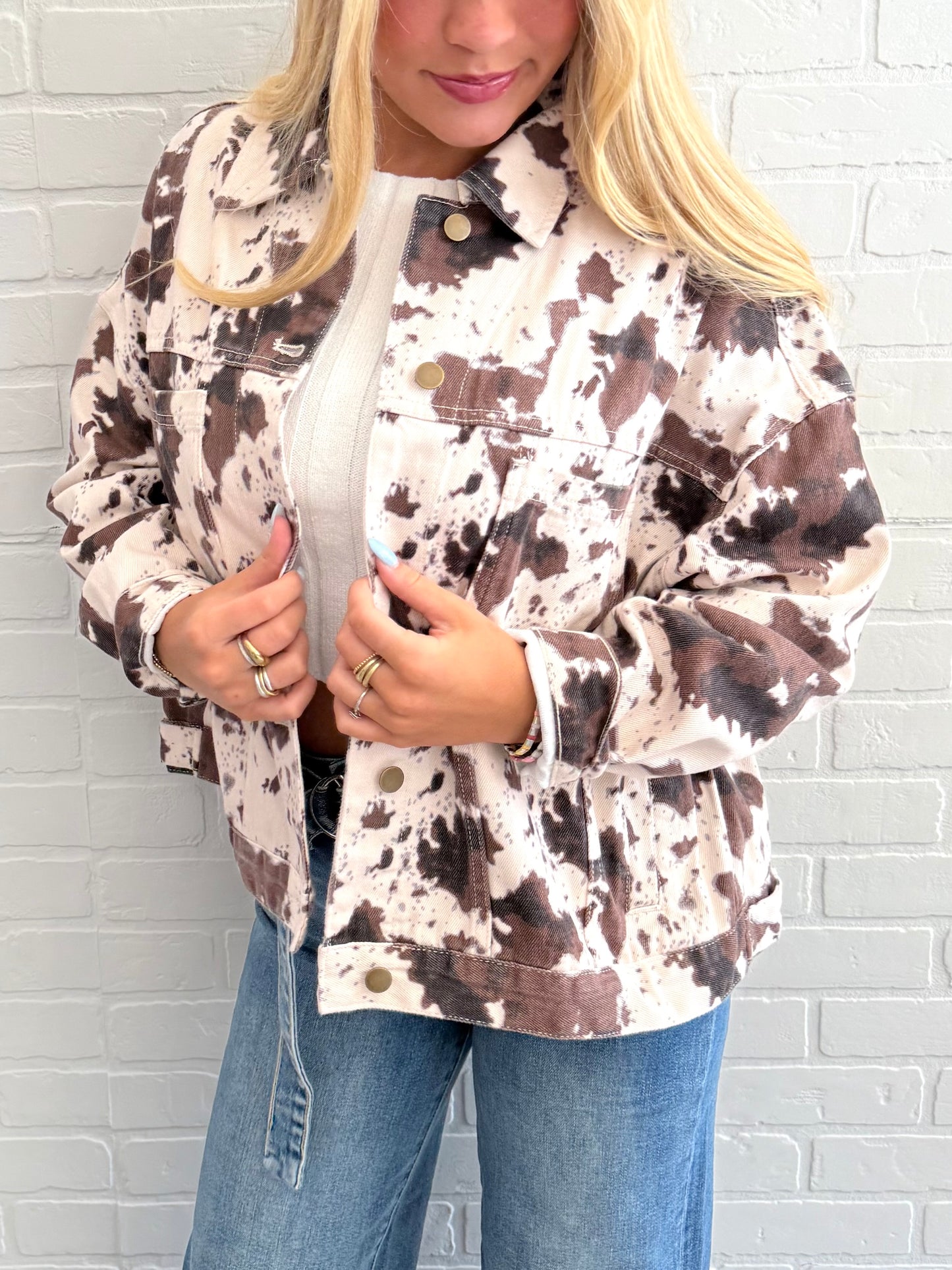 Cow Print Denim Jacket
