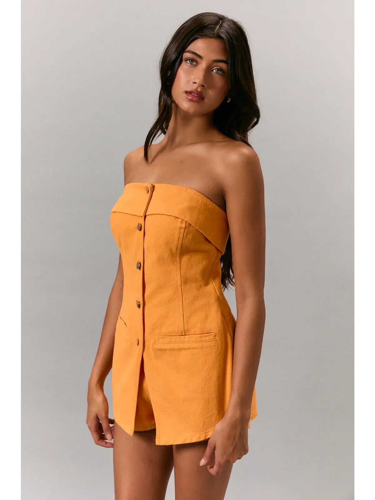 Strapless Twill Romper (2 colors)