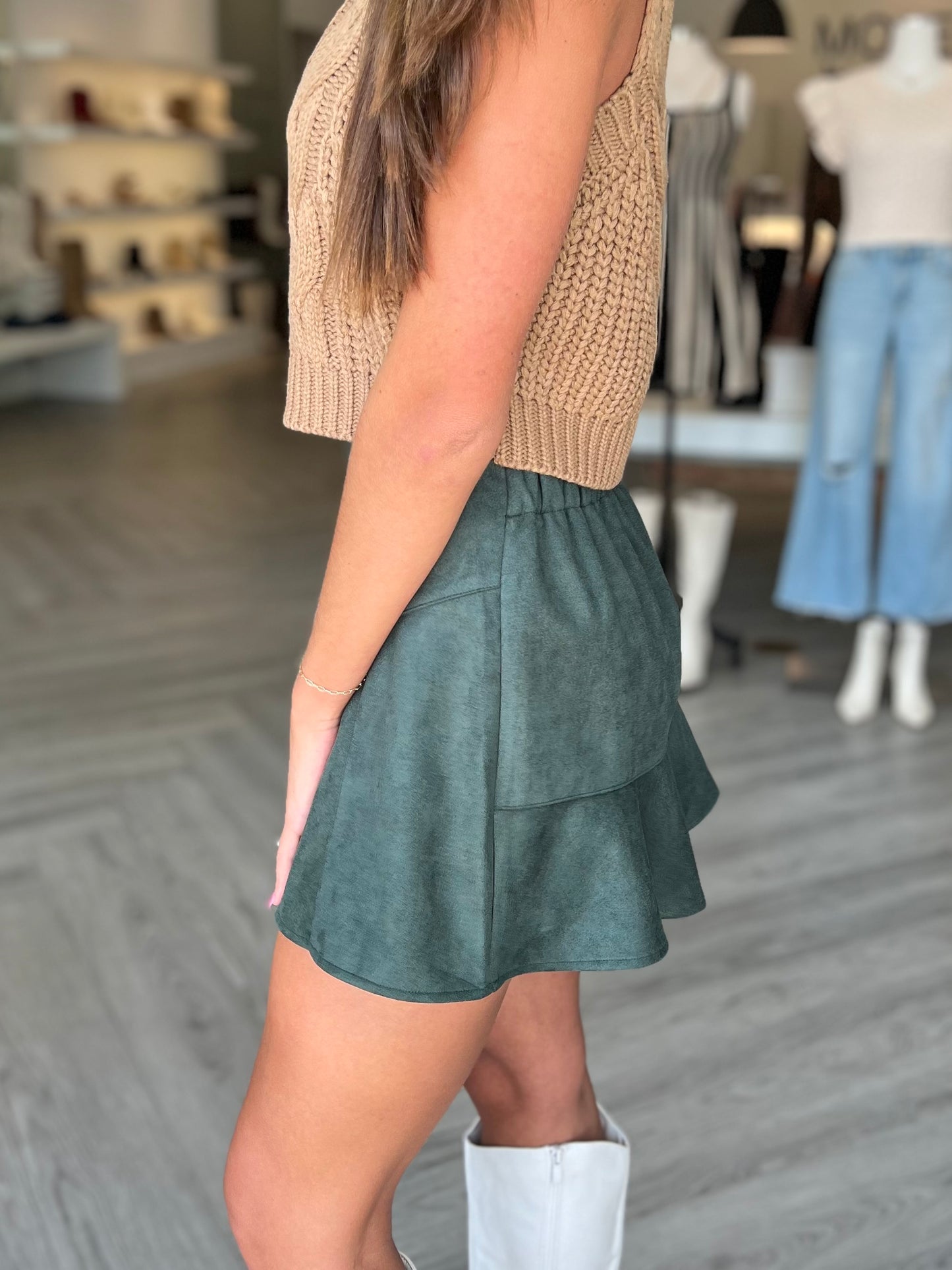 Ruffle Suede Mini Skort (2 colors)