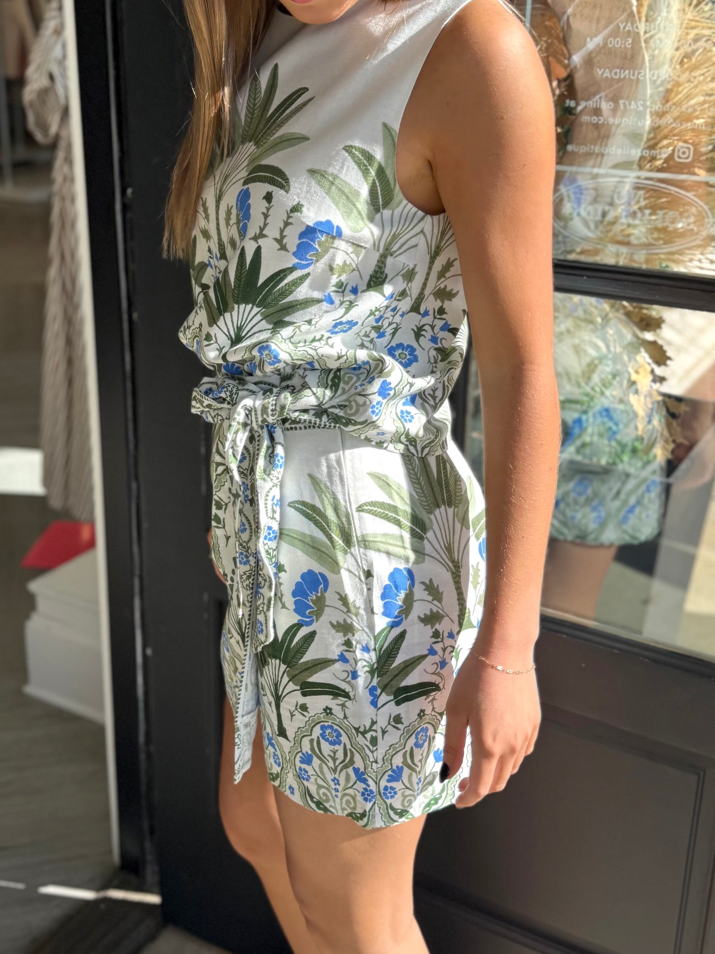 White/Green Wrap Mini Skirt