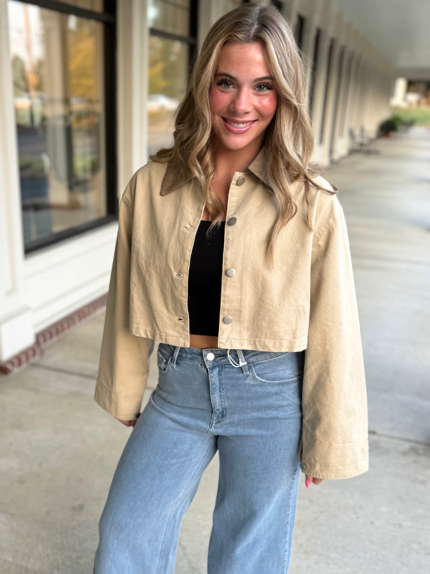 Beige Corduroy Crop Jacket