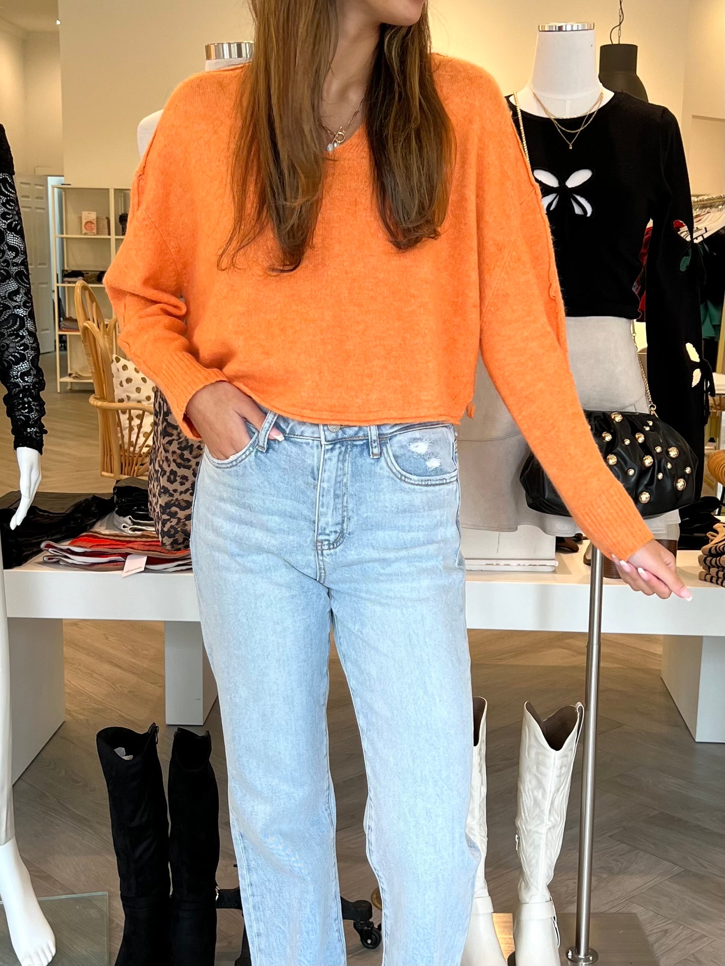 Apricot V-Neck L/S Top