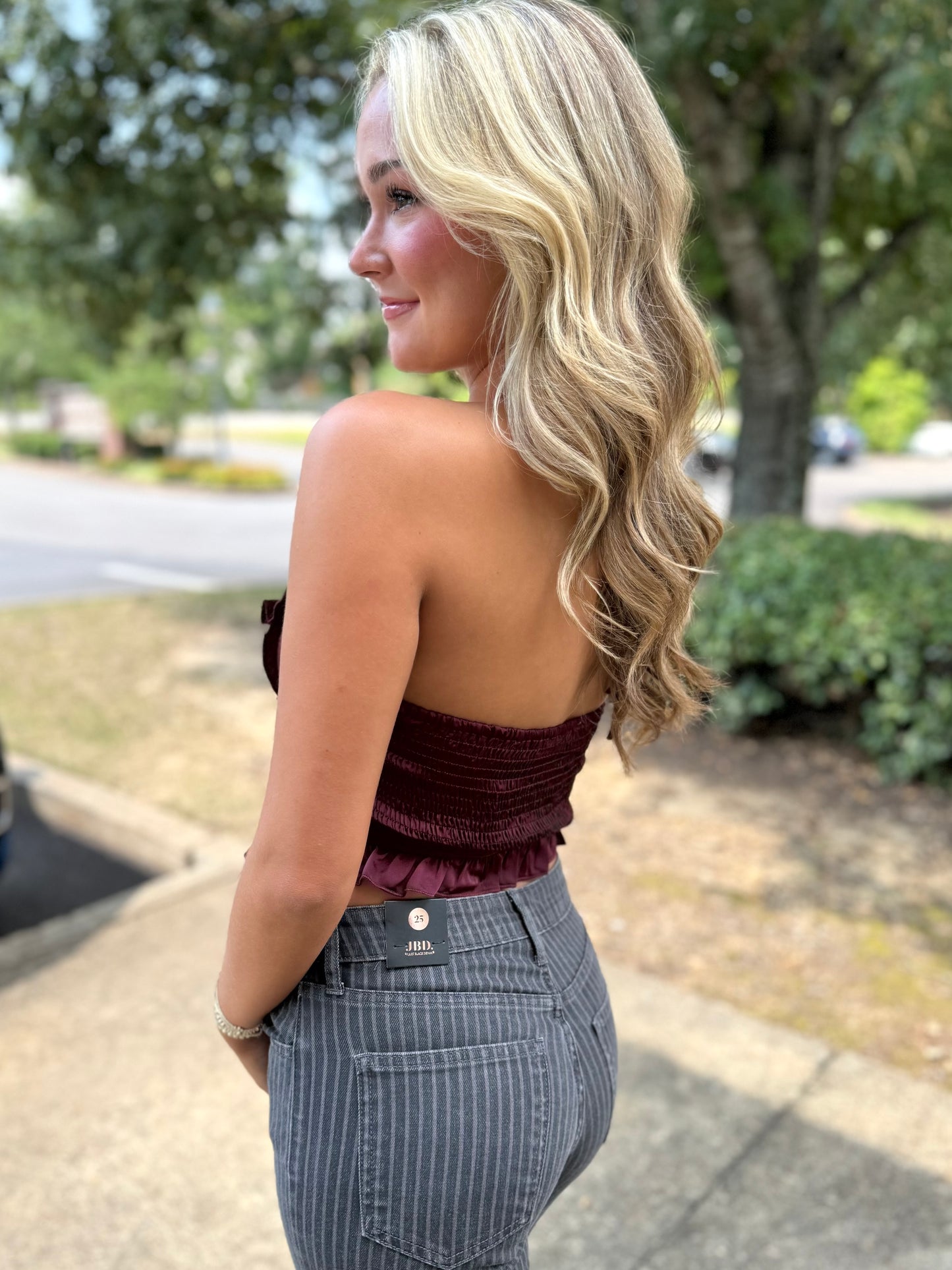 Cranberry Keyhole Halter Top