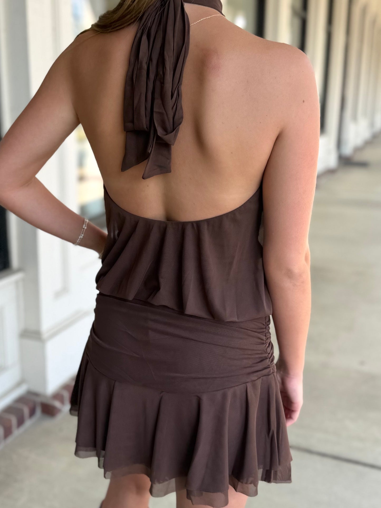 Chocolate Mesh Halter Mini