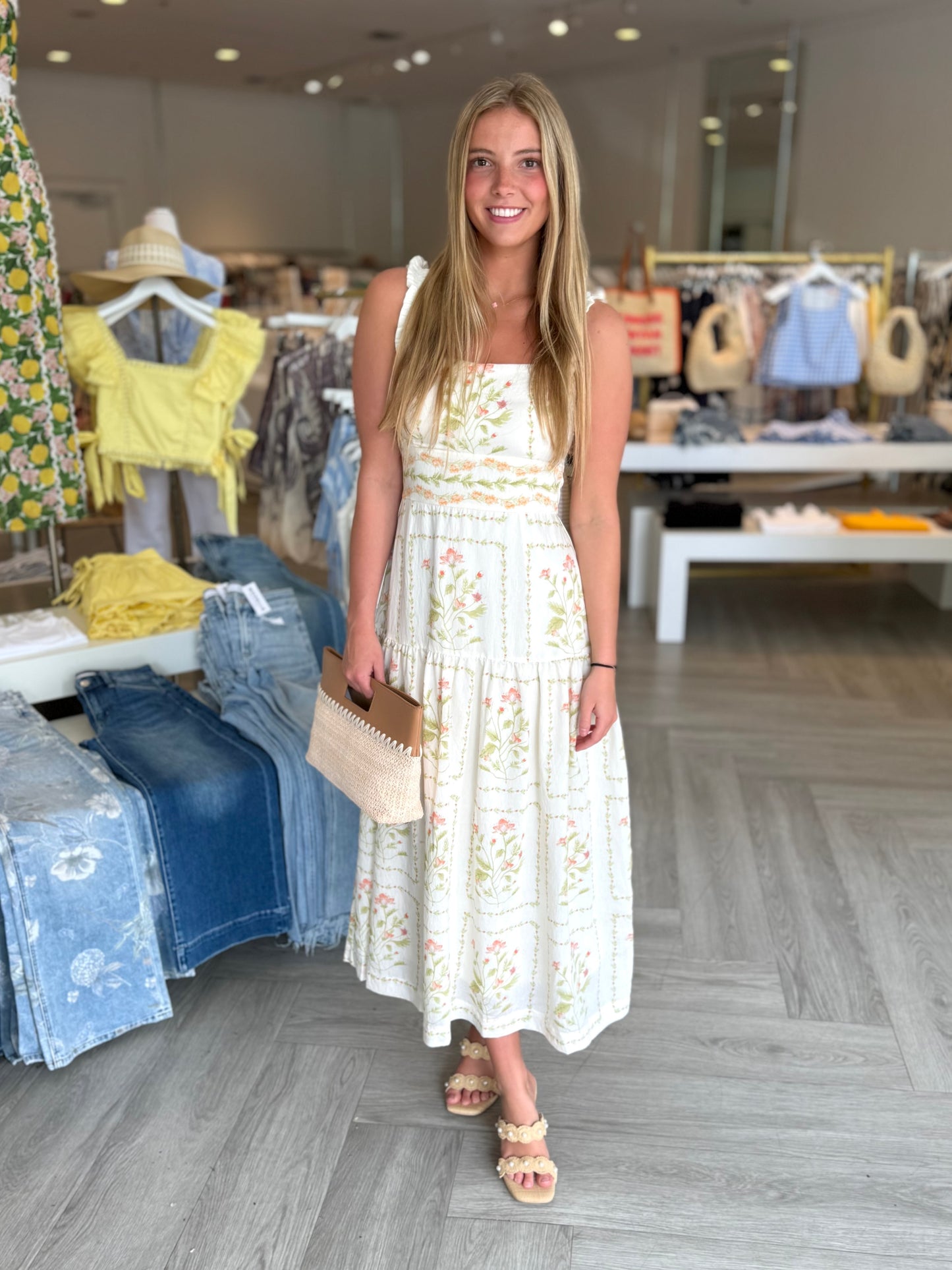 Floral Drop Waist Midi Dress
