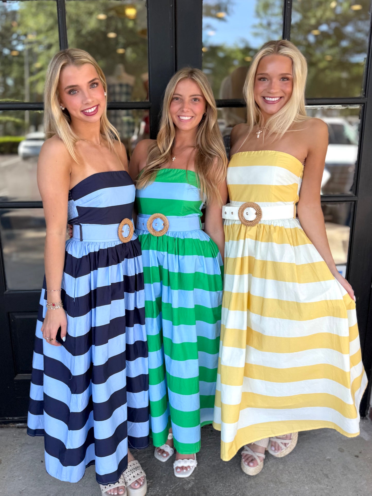 Strapless Belted Stripe Maxi (3 colors)
