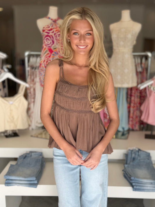 Ice Mocha Cami Lace Top