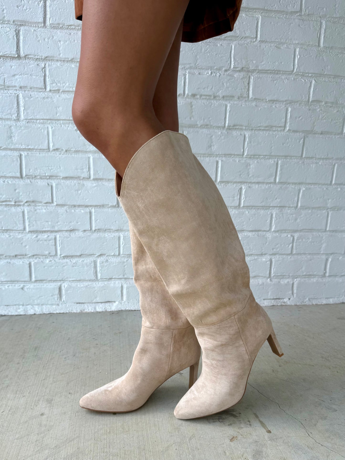 Beige Brielle Suede Stiletto Boot