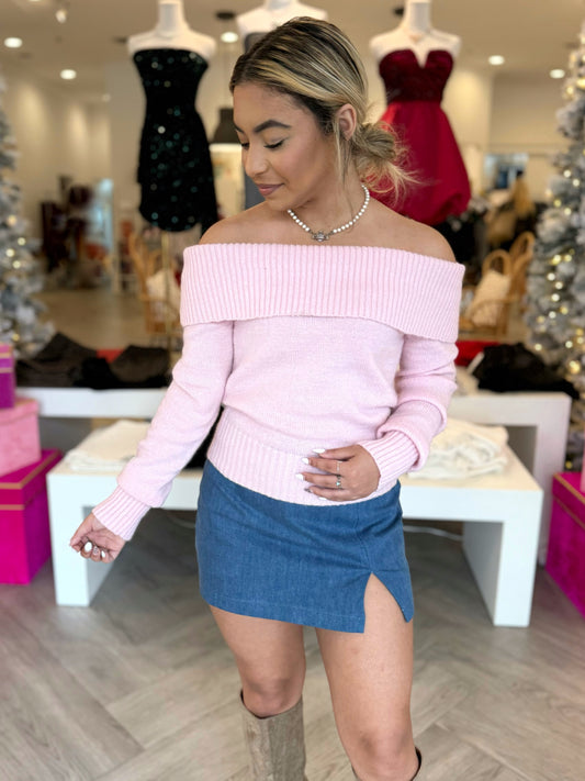 Pink O/S Pullover Sweater