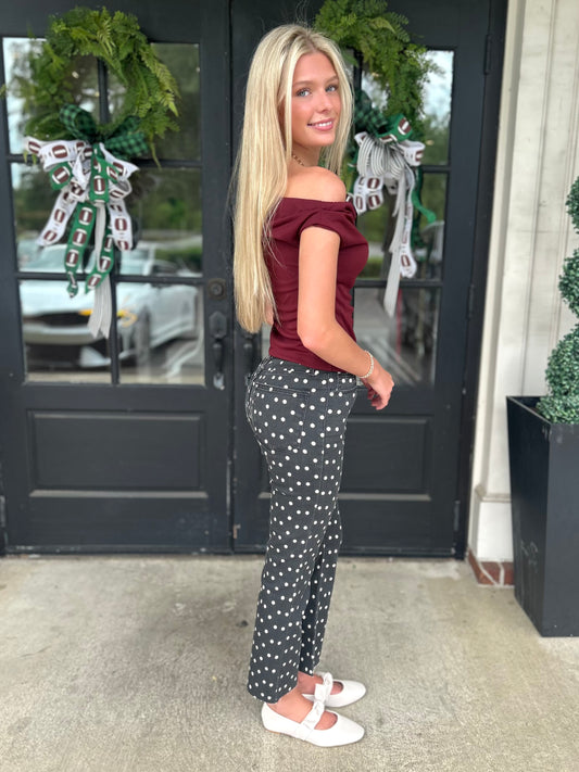 Polka Dot Tonal Crop Flare