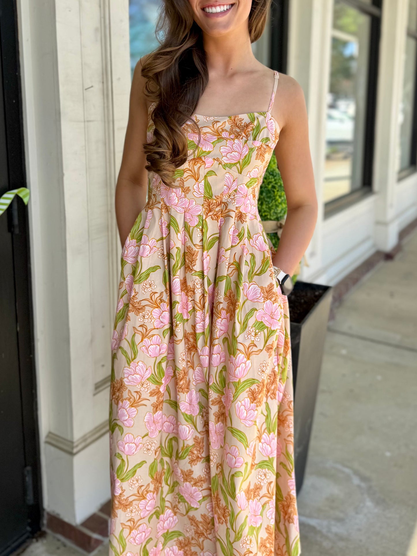 Beige Multi Bloom Meadow Midi