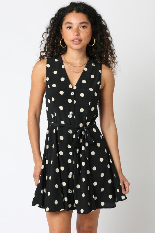 Polka Dot Button Front Dress