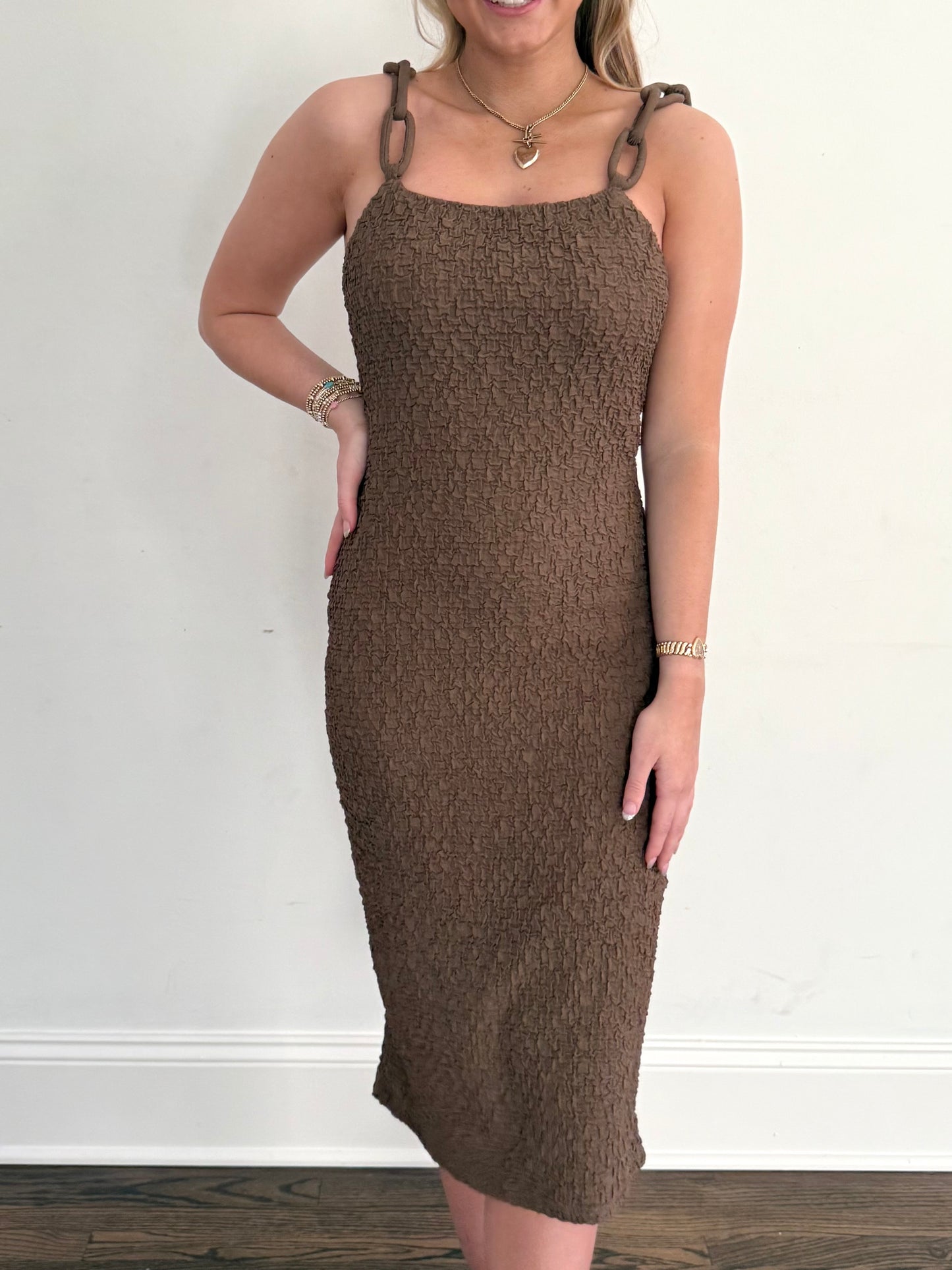 Brown Chain Strap Dress