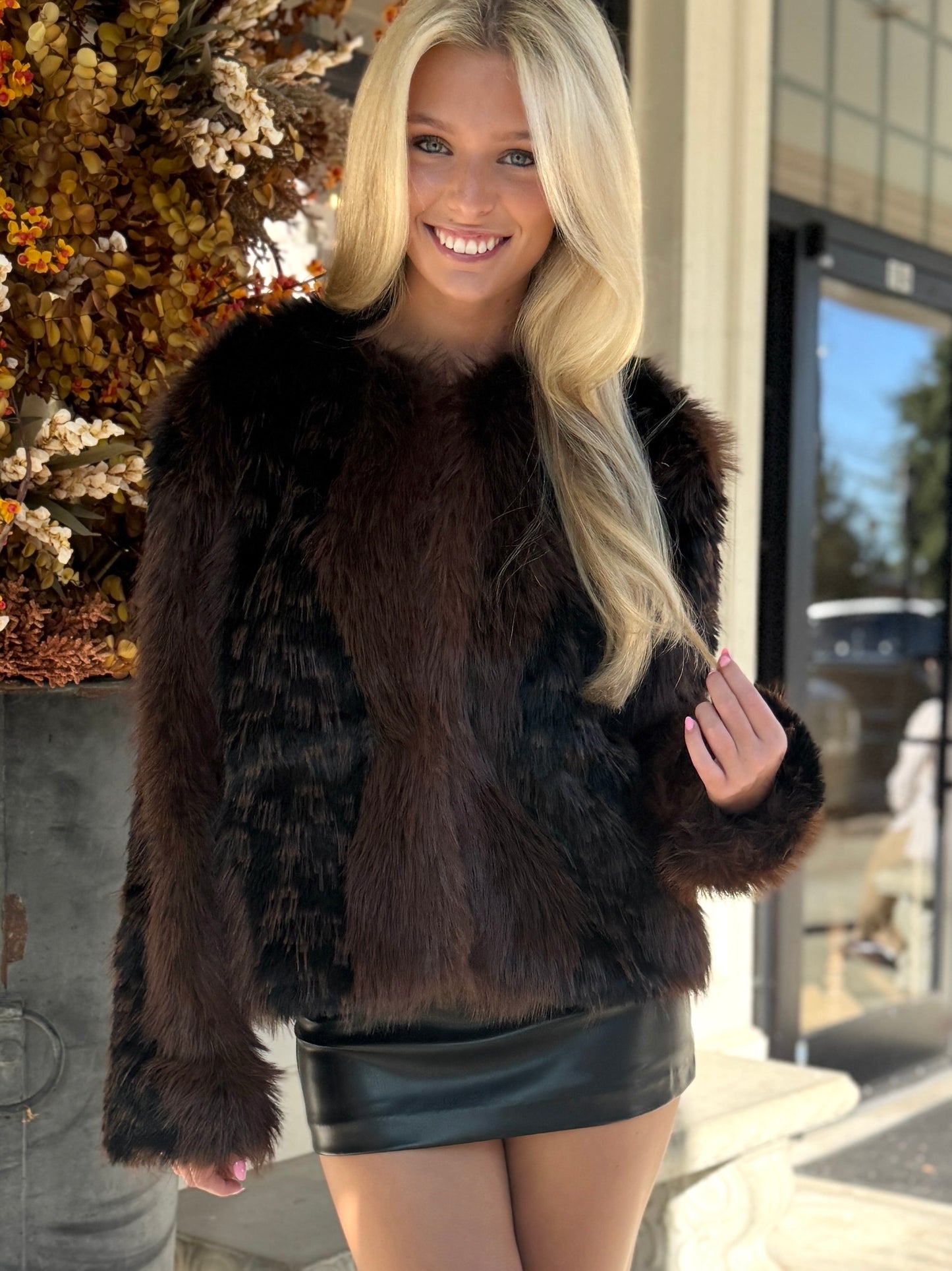 Mocha Melange Fur Jacket