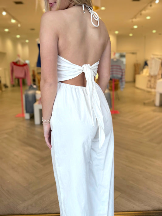 Off White Halter "V" Jumpsuit